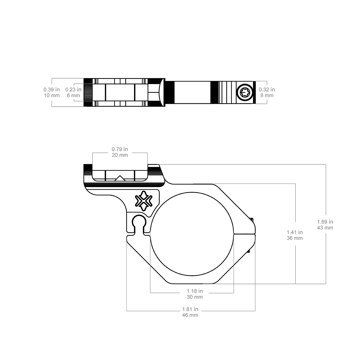 30 mm offset boblevater til riffelkikkert