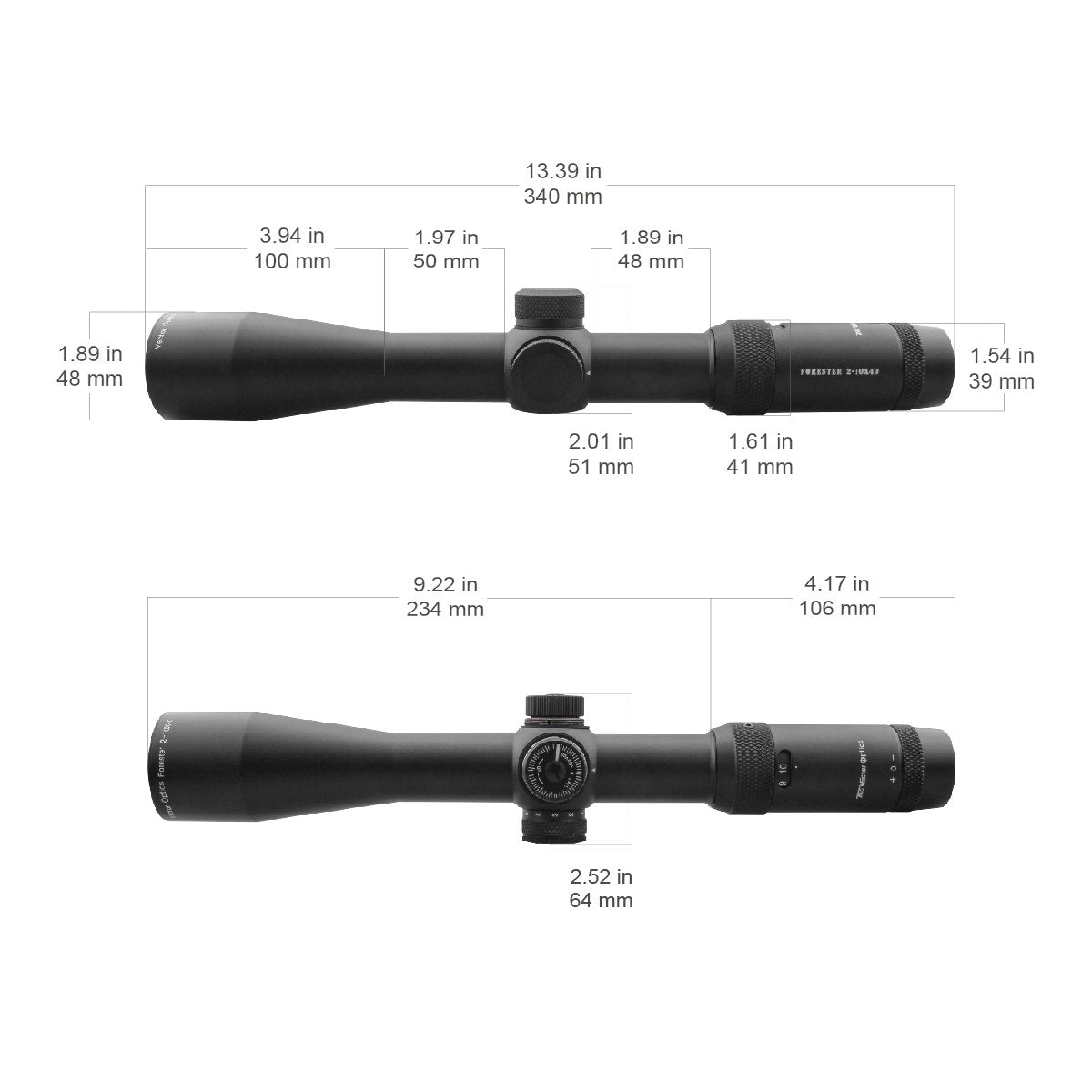 Vector Optics Forester 2-10x40SFP riffelkikkert