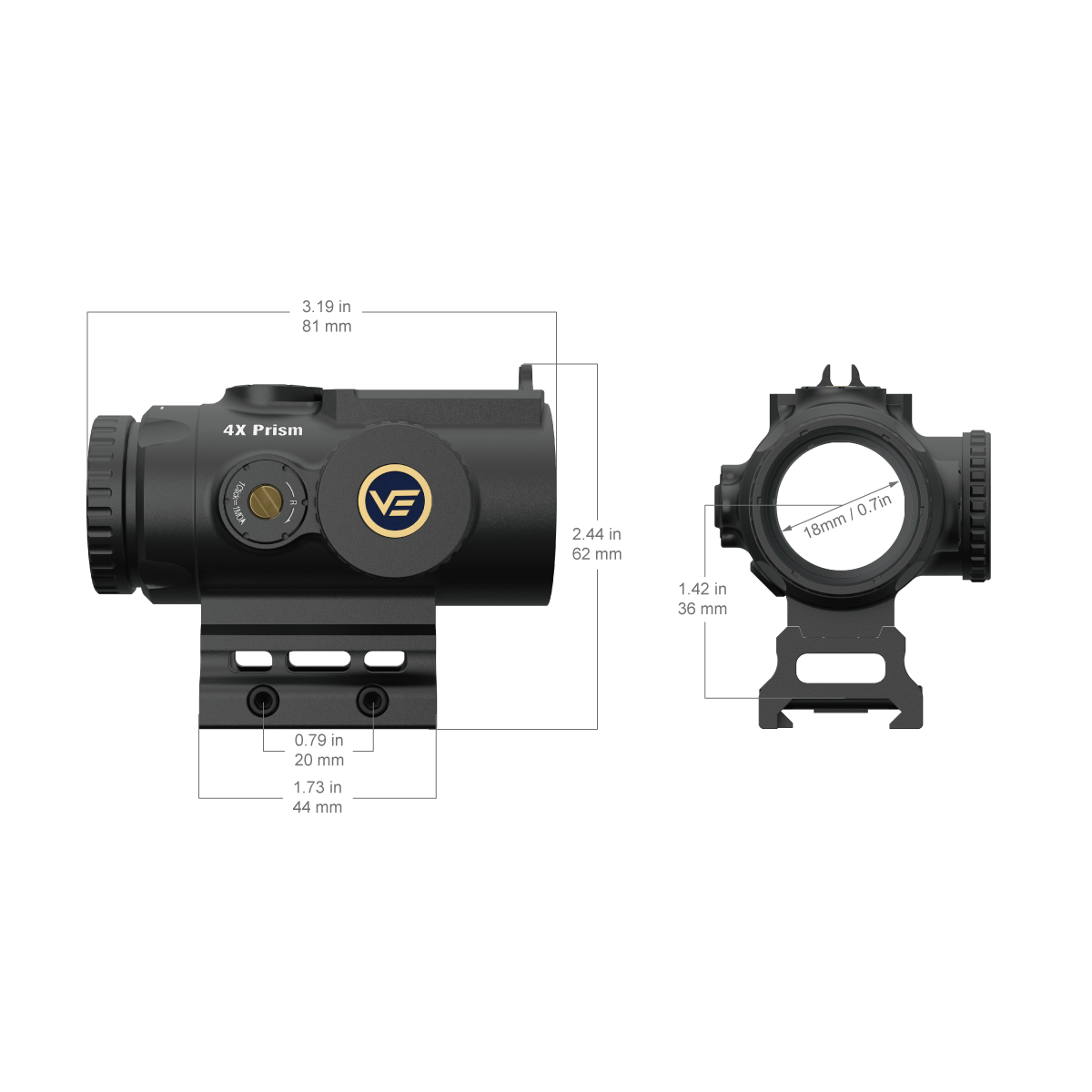 Vector Optics Paragon 4x24 ultra kompakt prismekikkertsigte til riffel