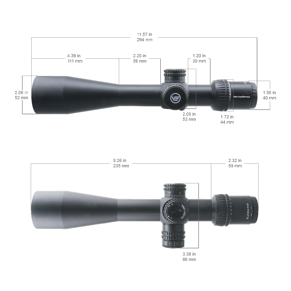 Vector Optics Veyron 6-24x44 IR First Focal Plane oplyst rifelkikkert