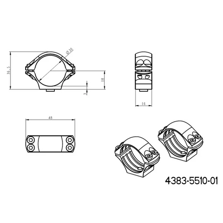 30mm kikkertmontageringe | lang Picatinny QD taktisk base