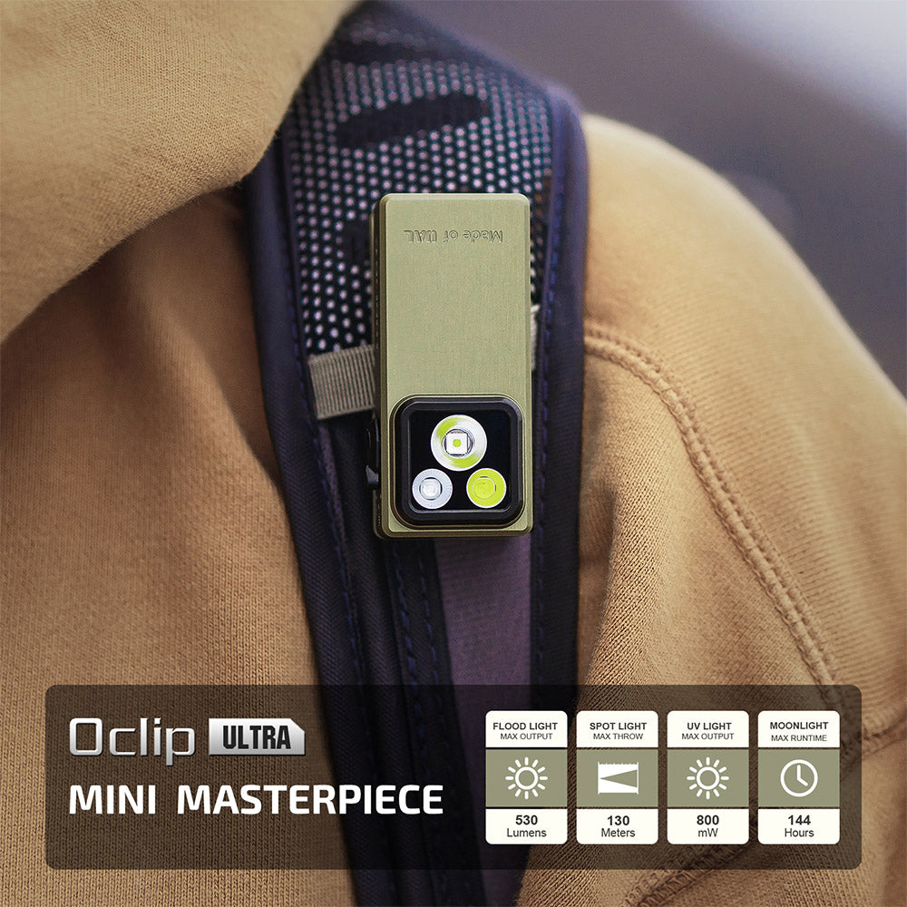 Olight Oclip Ultra | 3-i-1 clip-on EDC lygte | 530 lm - Olive Green
