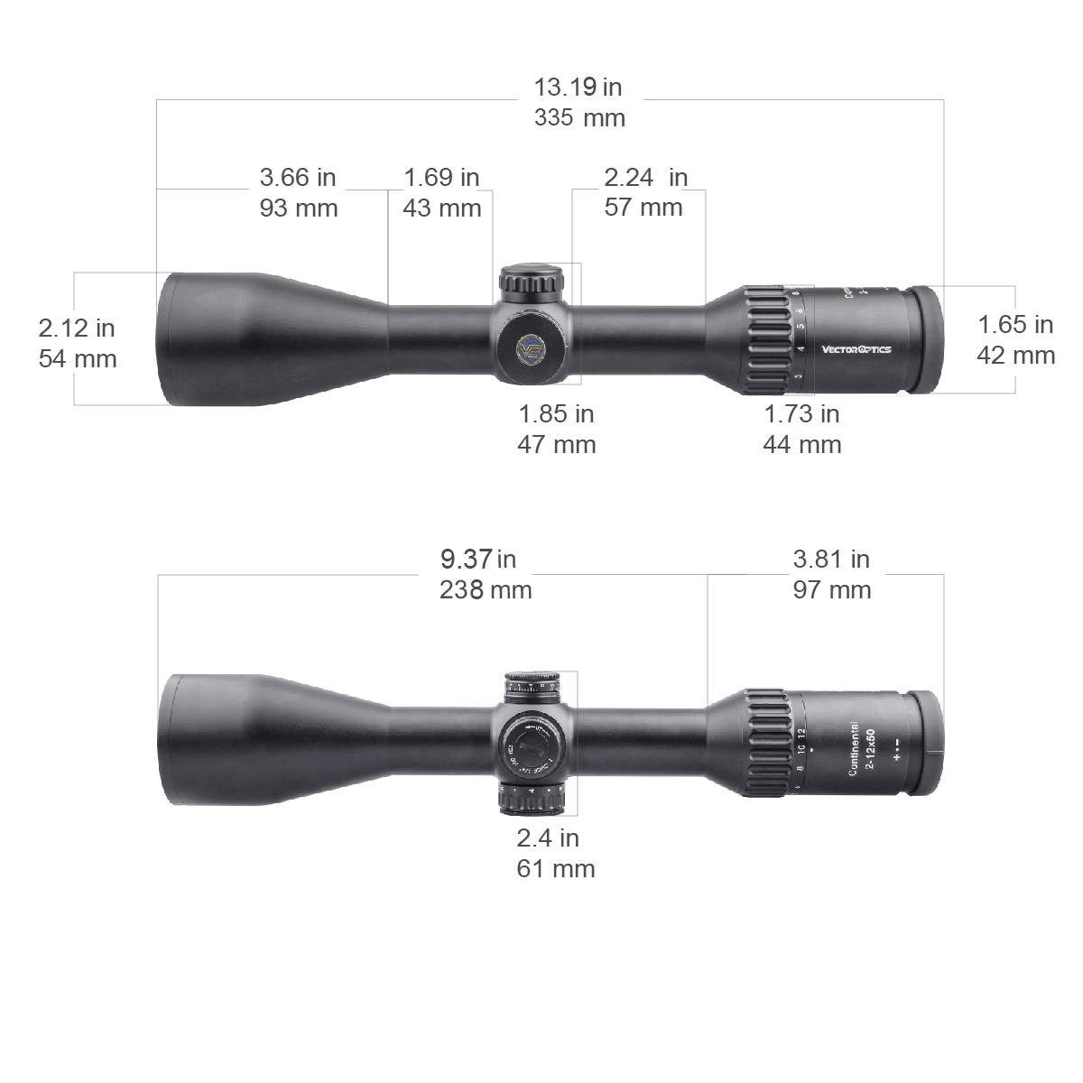 Vector Optics Continental 2-12x50 SFP riffelkikkert 
