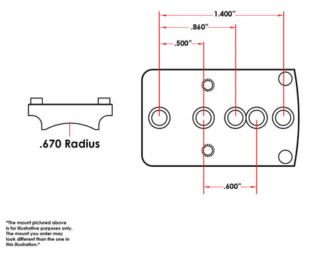 Universal shotgun / rifle [.670’’ Radius] rødpunktsmontage | Trijicon RMR footprint