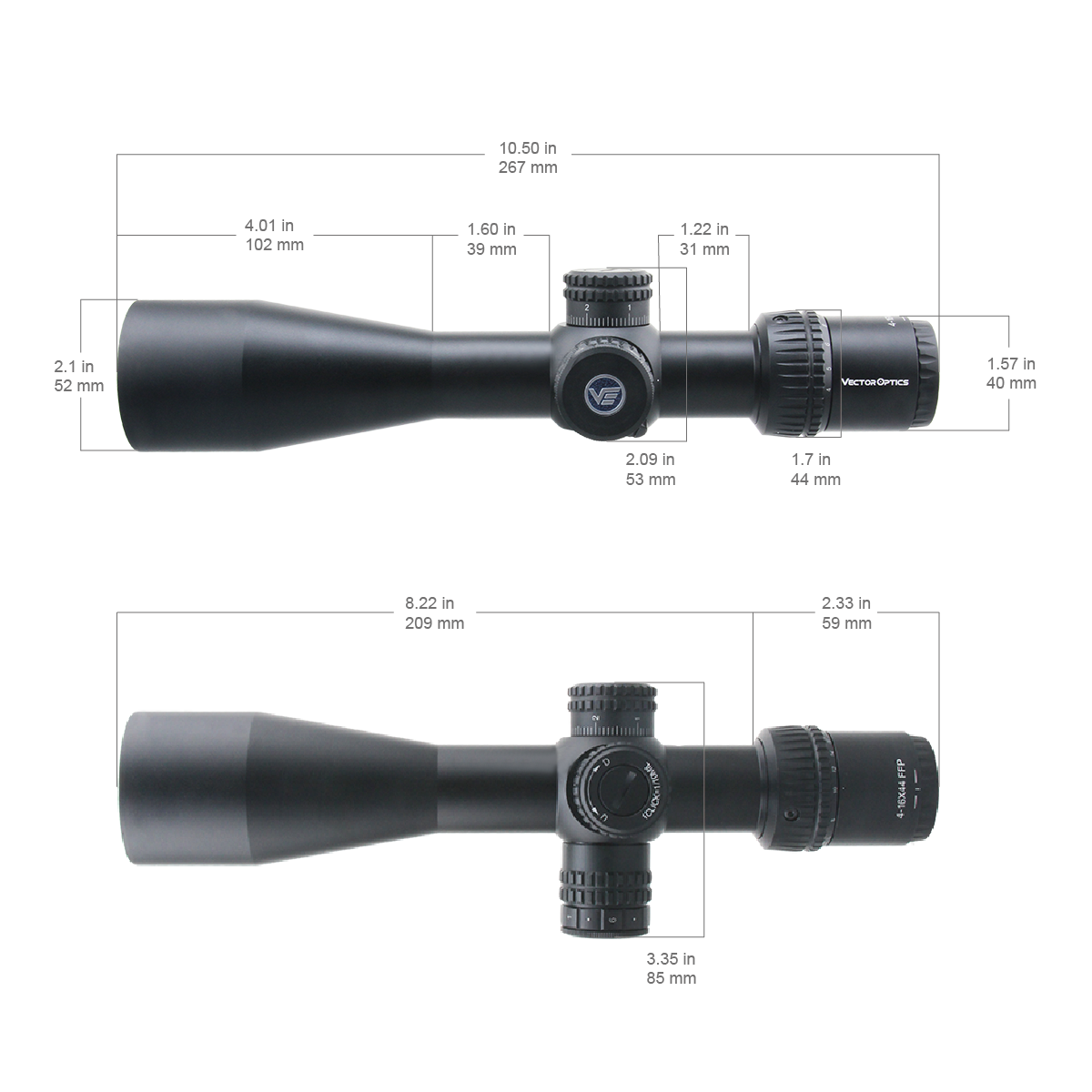 Vector Optics Veyron 4-16x44 IR Første Brændpunkt Belyst riffelsigte 