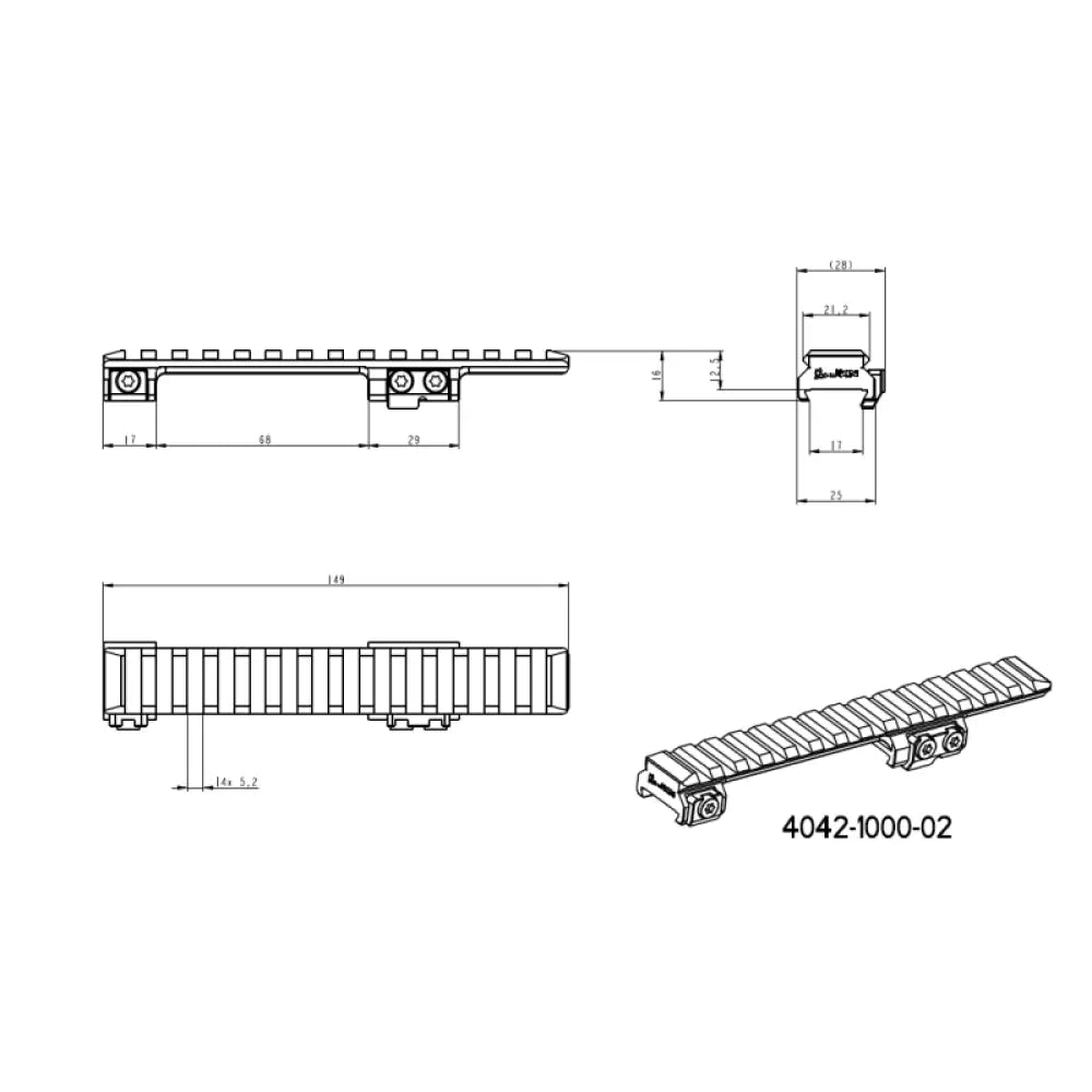 CZ 550 & CZ 557 Picatinny skinne | Kort