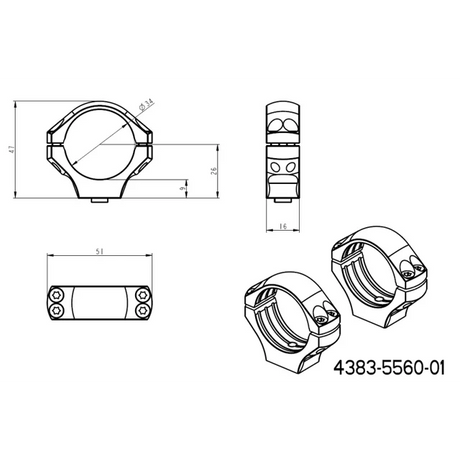 34mm kikkertmontageringe | lang Picatinny QD taktisk base 