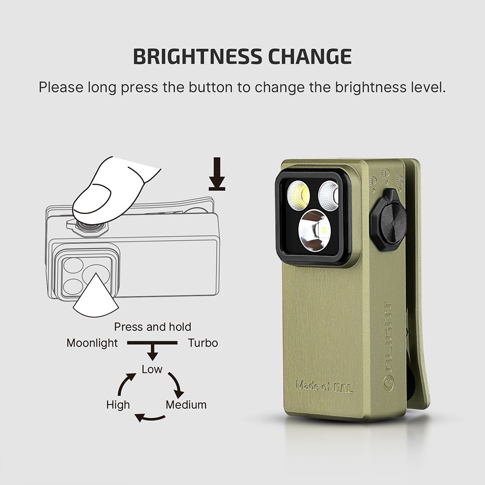 Olight Oclip Ultra | 3-i-1 clip-on EDC lygte | 530 lm - Olive Green