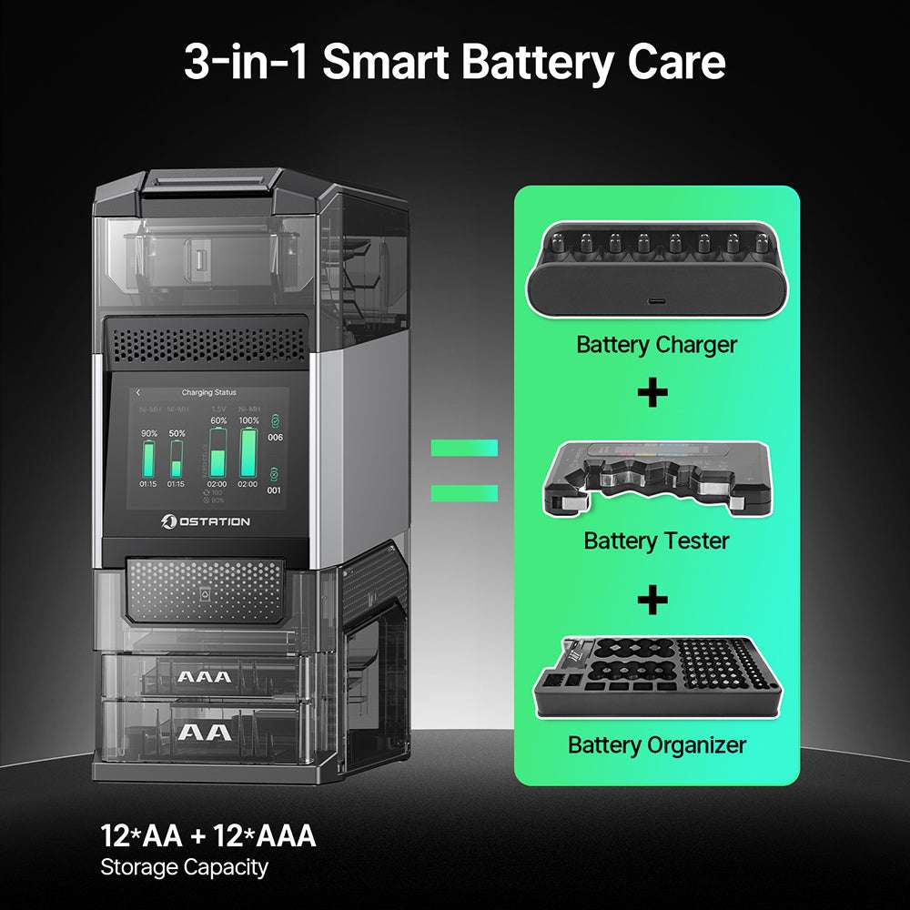 Olight Ostation 2 Pro | smart AA/AAA batterioplader | 3-i-1